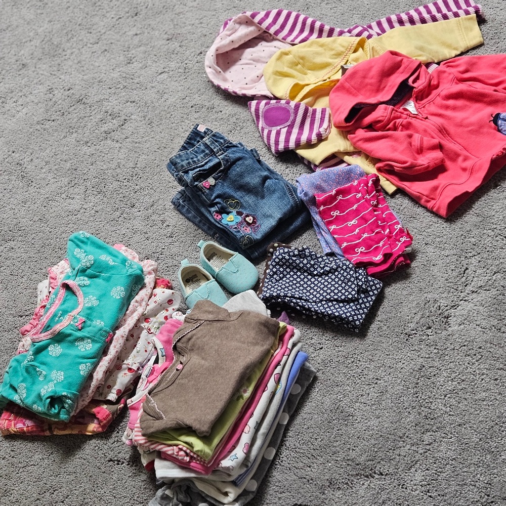 Carter's Girls Mixed Color Clothing Lot - Pink, Yellow, Turquoise, Denim